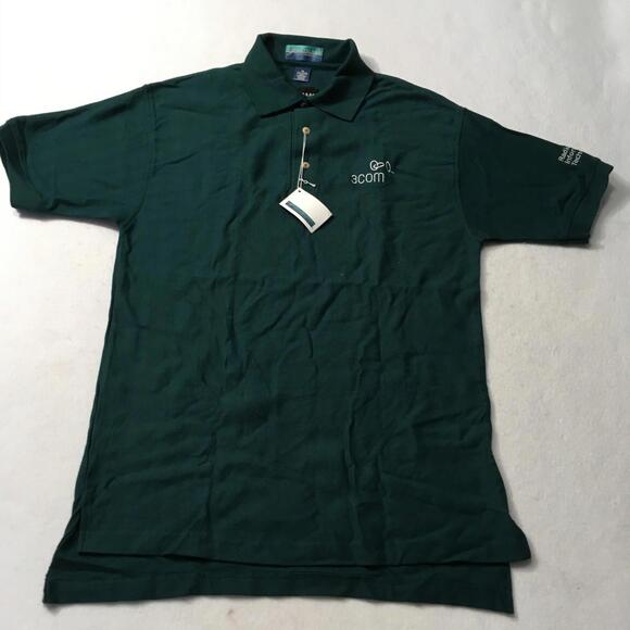 Other - Polo Shirt Green Size Medium Men’s Shirt Button Up 3COM INFORMATION EMBROIDERED
